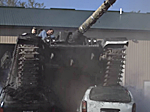 Tank Obliterating Two Cars