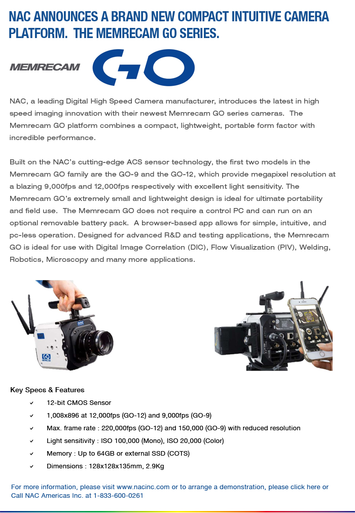 nac Announces a brand new compact intuitive camera platform. The Memrecam GO series.