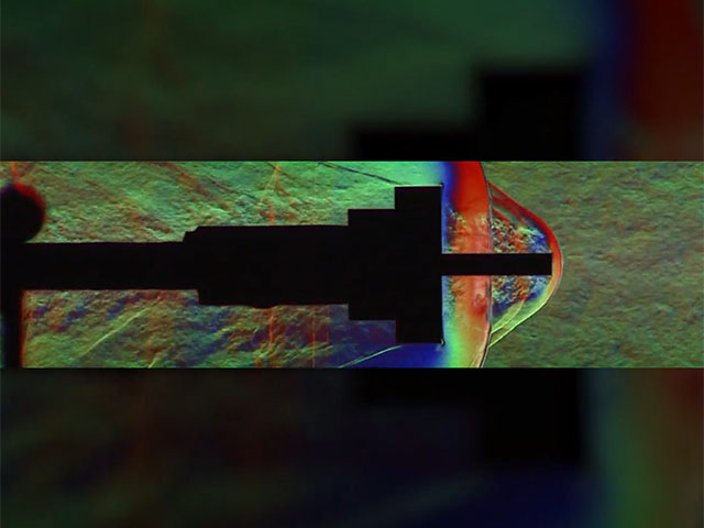 Shock wave (Color schlieren image of blunt-headed aerospike)