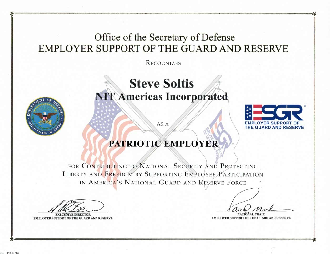 NAC ESGR Patriot Award