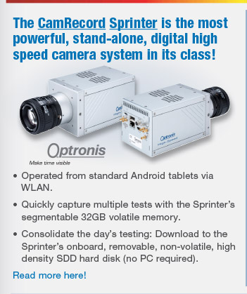 The CamRecord Sprinter is the most powerful, stand-alone, digital high speed camera system in its class!